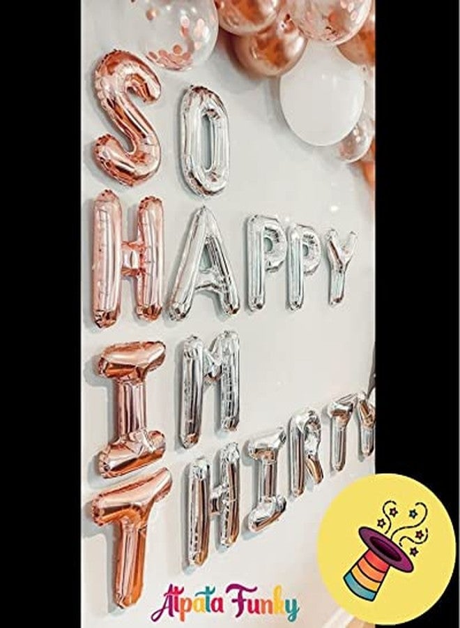 Atpata Funky So Happy I Am Thirty Text Foil Balloons 16 inches, Multicolour (Foil-SHIT30) - Image 2